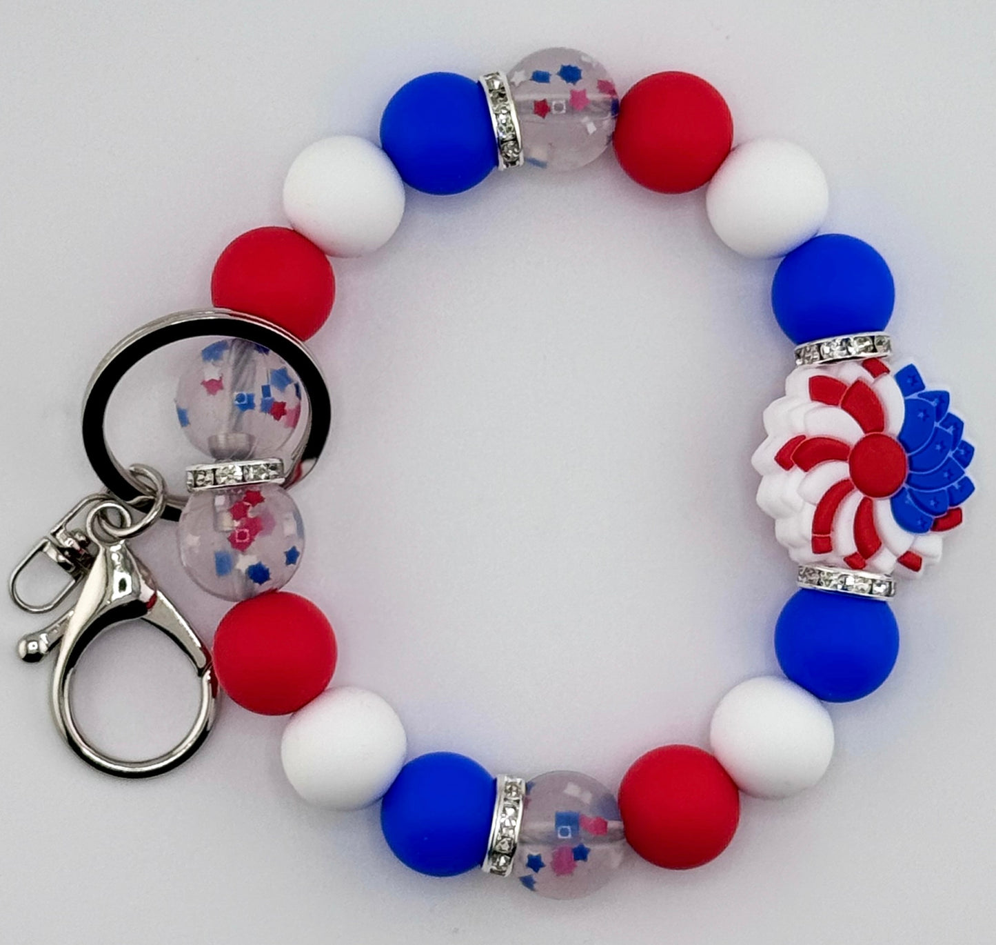 Red, White & Blue Flower Wristlets